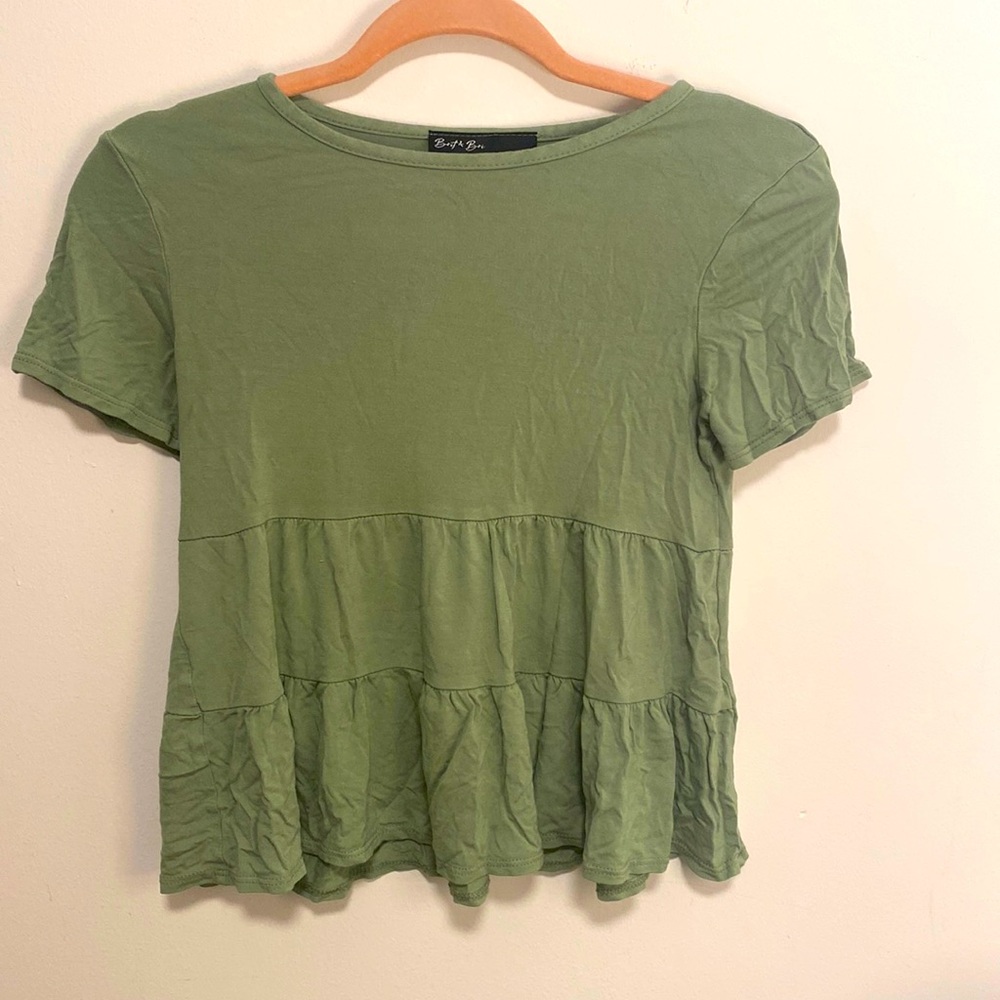 Green peplum top, size small